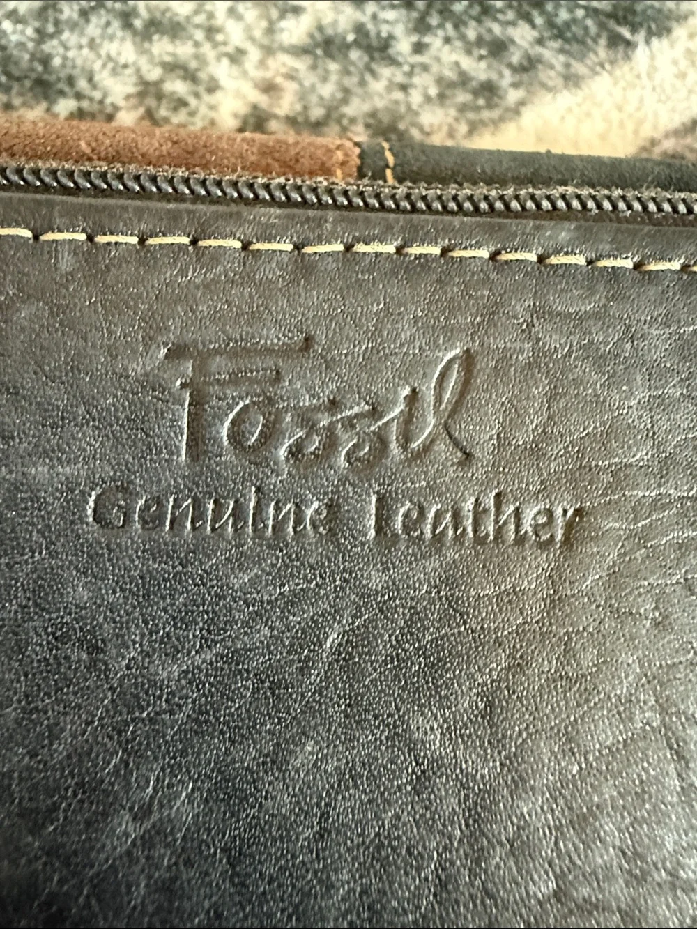Fossil Patchwork Floral Leather Wallet - Black and Brown